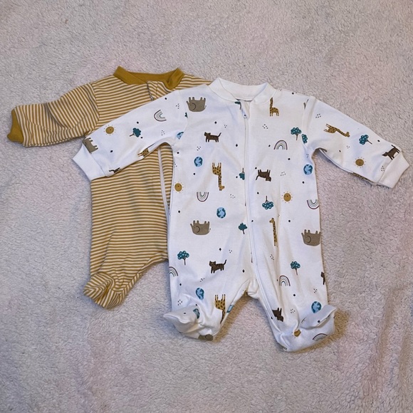 George Gender Neutral Footies One Pieces - Two Pack - Picture 1 of 5